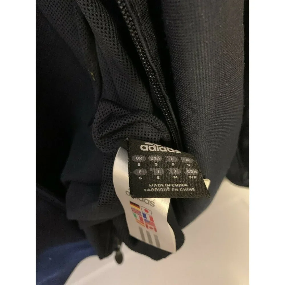 ADIDAS Navy Full Zip Men's Sz‎ S Soccer Jacket Logo kicking ball Rare